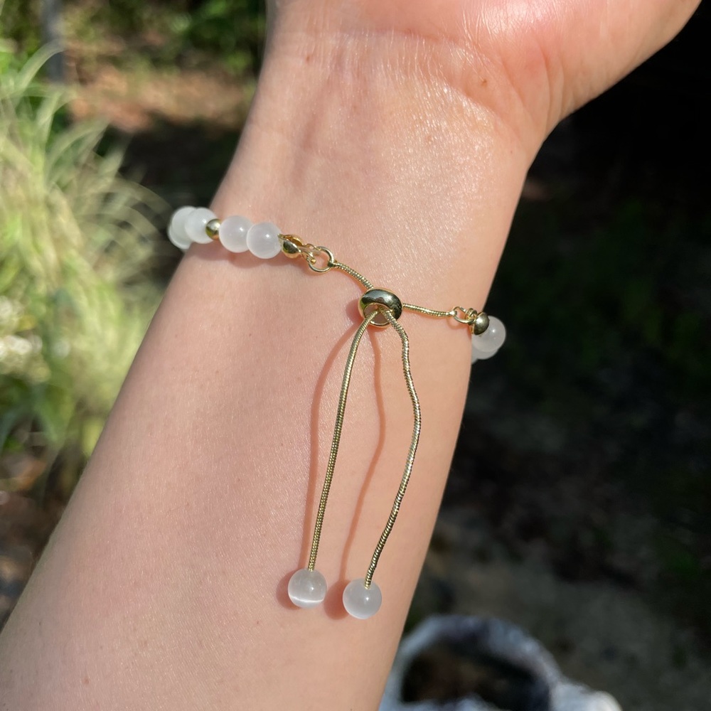 Opal Beaded Bracelet Round Cut Zircon Pendant